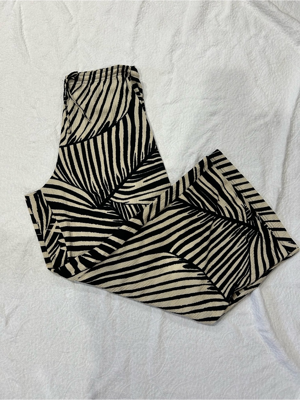 H&M Black and Cream Wide-Leg Zebra Print Pants